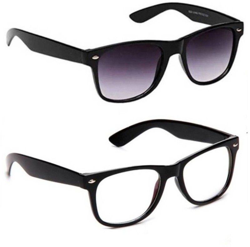 UV Protection Wayfarer, Wayfarer Sunglasses (Free Size)  (For Boys, Violet, Black, Clear)