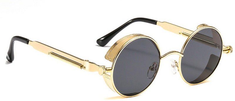 UV Protection Round Sunglasses (50)  (For Men & Women, Golden, Black)