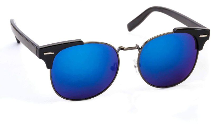 UV Protection Clubmaster Sunglasses (51)  (For Men & Women, Black, Grey, Blue)