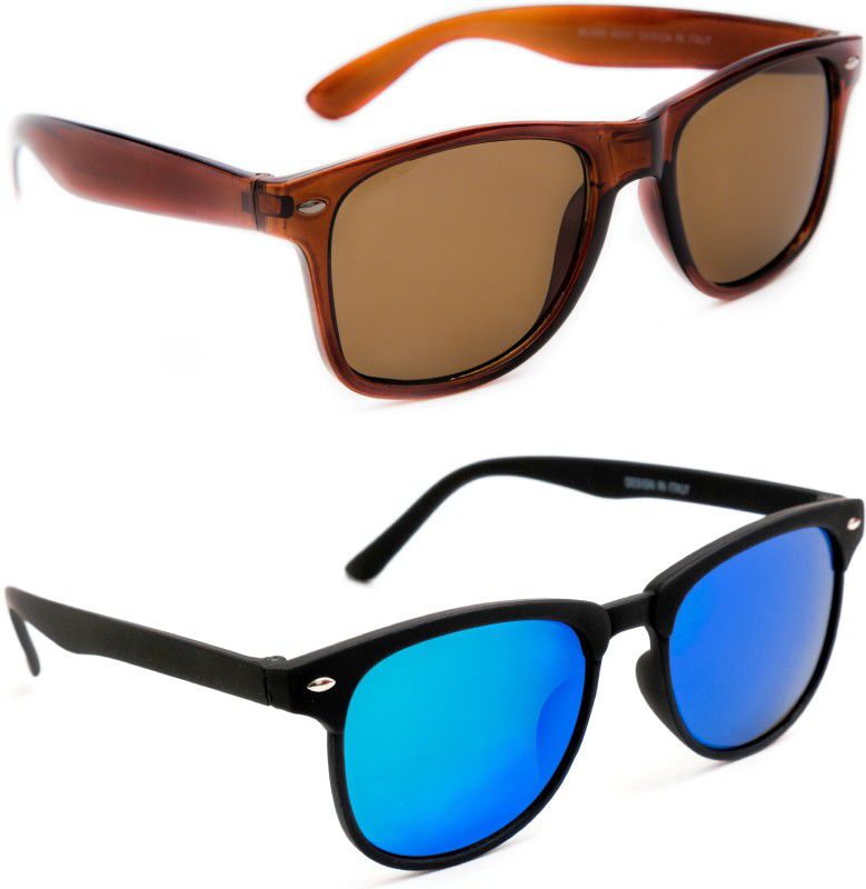 Mirrored, UV Protection Wayfarer Sunglasses (Free Size)  (For Men & Women, Brown, Blue)