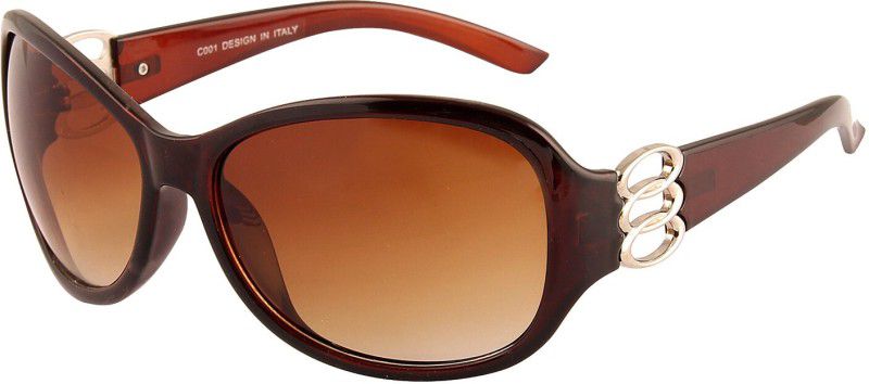 Polarized, UV Protection Over-sized Sunglasses (58)  (For Women, Brown)