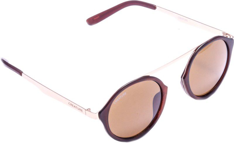 UV Protection, Mirrored Wayfarer, Round Sunglasses (Free Size)  (For Men & Women, Brown)