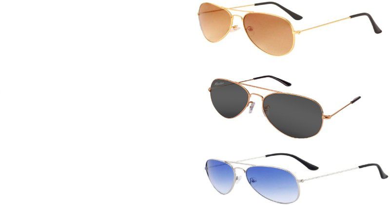 UV Protection Aviator Sunglasses (Free Size)  (For Men & Women, Golden, Blue, Green)