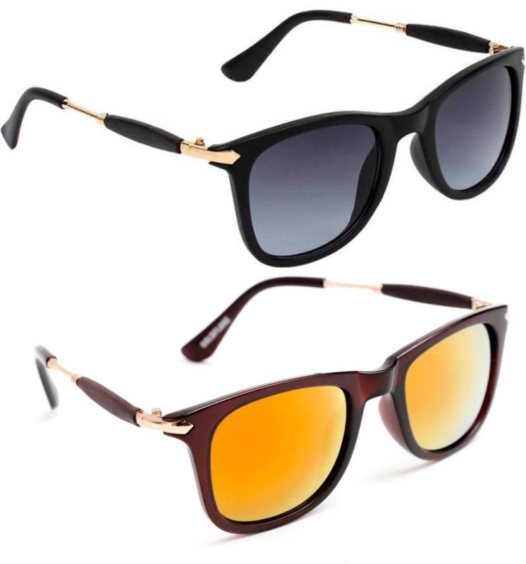 UV Protection, Gradient, Others Wayfarer Sunglasses (Free Size)  (For Men & Women, Grey, Orange)