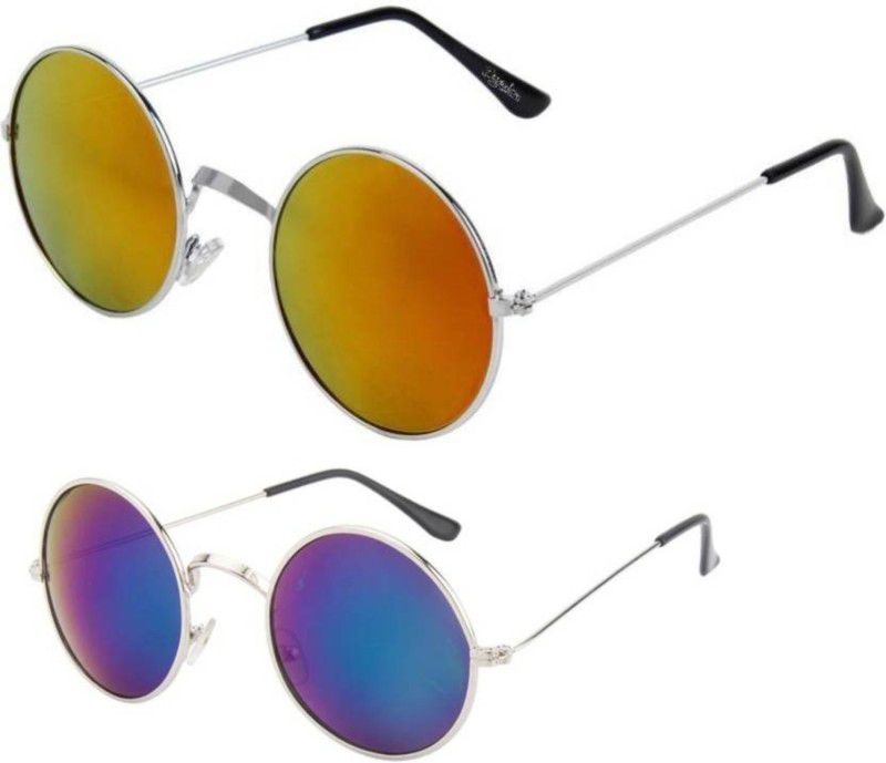 Mirrored, UV Protection Round Sunglasses (Free Size)  (For Boys & Girls, Yellow, Blue, Orange)