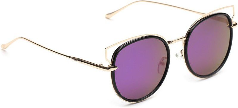 Mirrored Cat-eye Sunglasses (58)  (For Women, Green, Violet)