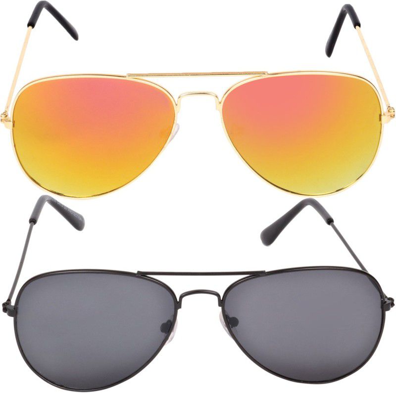 UV Protection Aviator Sunglasses (Free Size)  (For Men & Women, Yellow, Black)