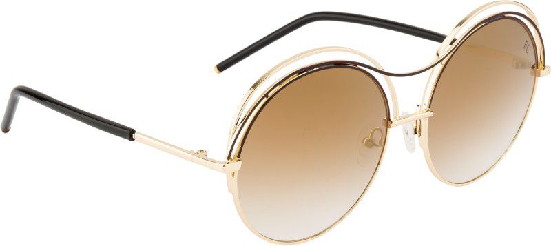 Mirrored Round Sunglasses (Free Size)  (For Women, Brown, Golden)