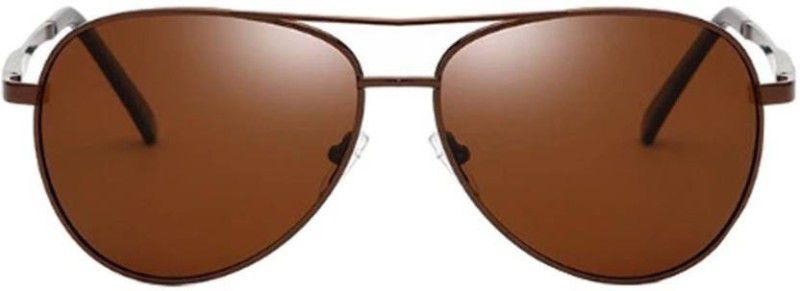 Polarized, UV Protection Aviator Sunglasses (63)  (For Men, Brown)