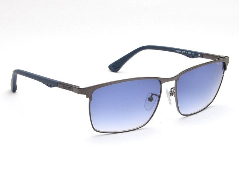 Gradient Rectangular Sunglasses (59)  (For Men, Blue)