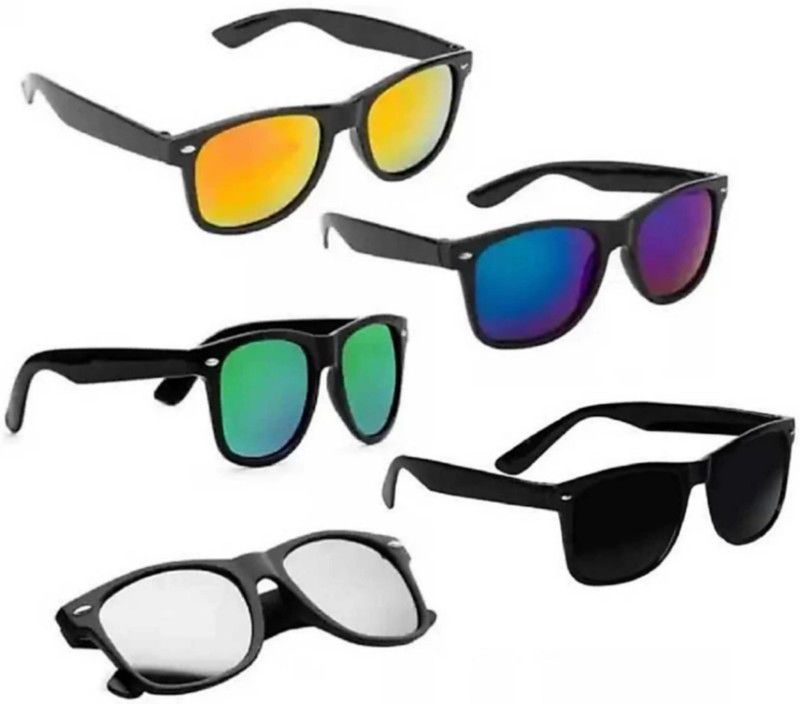 UV Protection, Gradient, Polarized Aviator, Rectangular Sunglasses (Free Size)  (For Men & Women, Red, Green, Blue, Black, Silver)