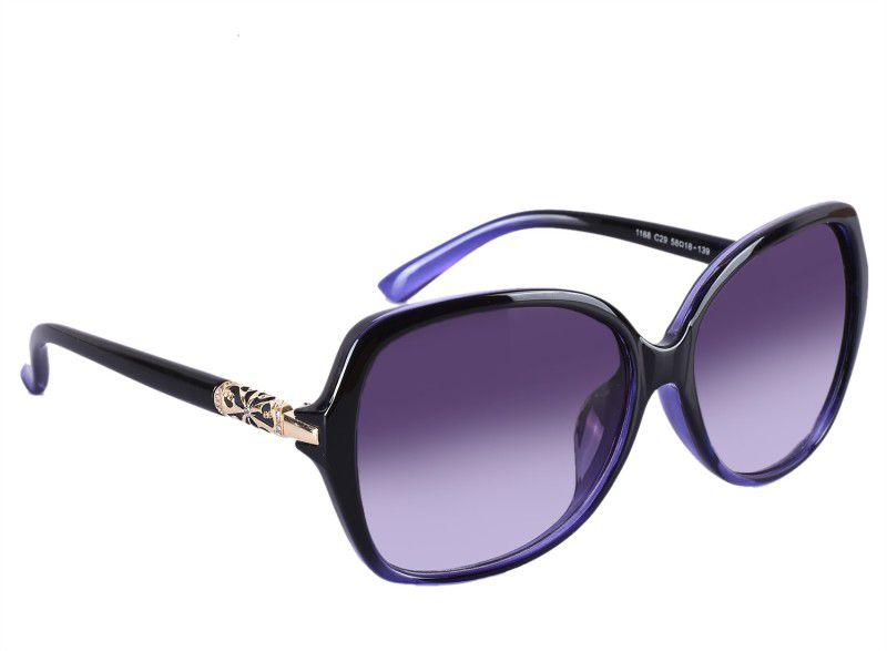 UV Protection Over-sized, Wayfarer, Retro Square Sunglasses (Free Size)  (For Women, Blue)