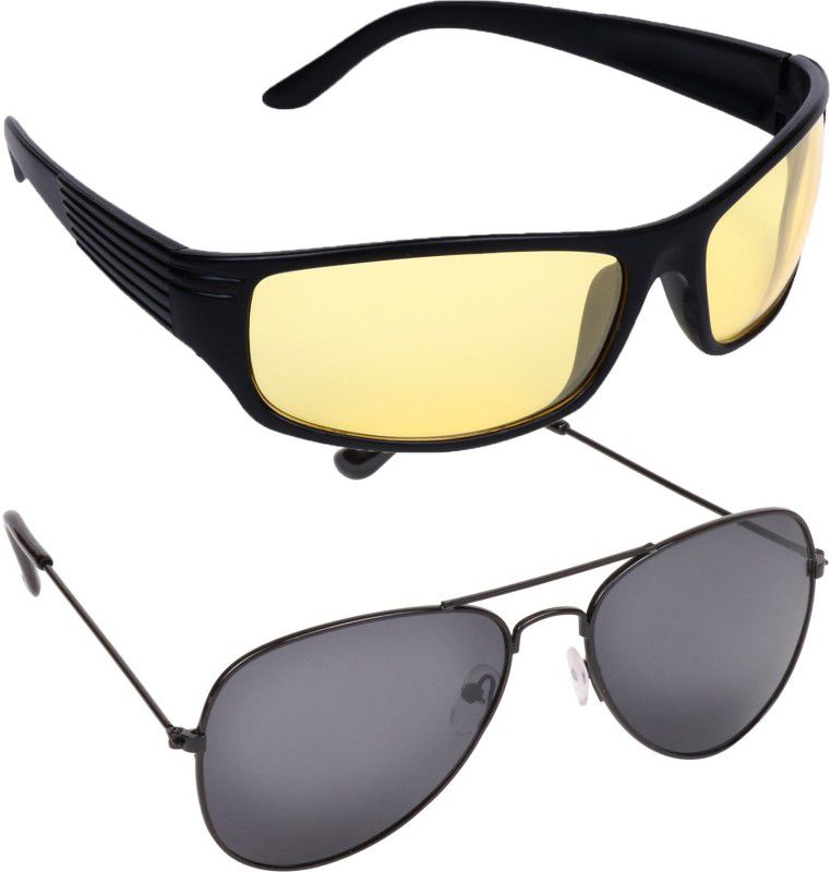 UV Protection Sports, Aviator Sunglasses (Free Size)  (For Men & Women, Yellow, Black)