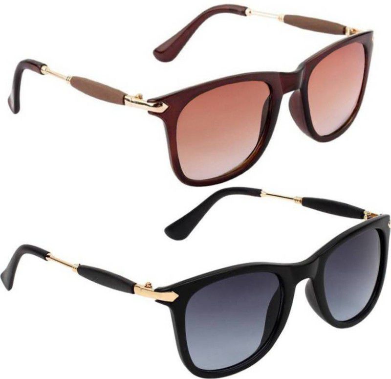 UV Protection, Gradient, Others Wayfarer Sunglasses (Free Size)  (For Men & Women, Brown, Grey)