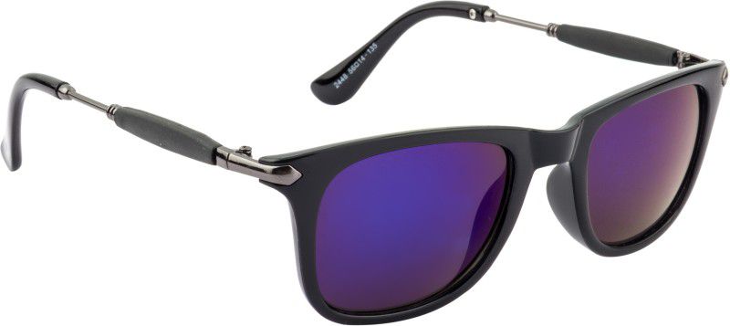 UV Protection, Mirrored Wayfarer Sunglasses (56)  (For Men & Women, Blue)