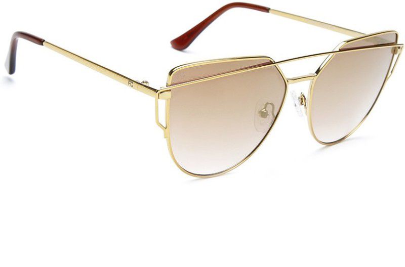 Mirrored Cat-eye Sunglasses (53)  (For Women, Brown, Golden)
