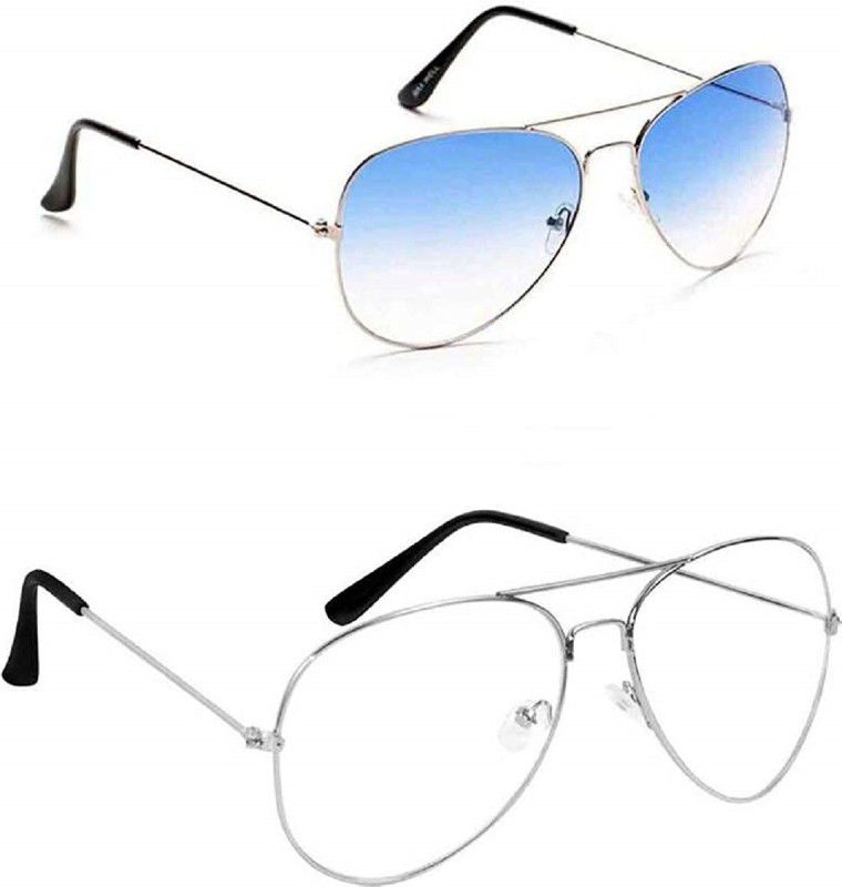 UV Protection, Gradient Aviator Sunglasses (48)  (For Men & Women, Clear, Blue)