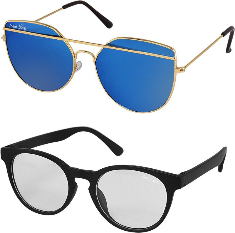 UV Protection Wayfarer, Aviator Sunglasses (88)  (For Men & Women, Blue, Clear)