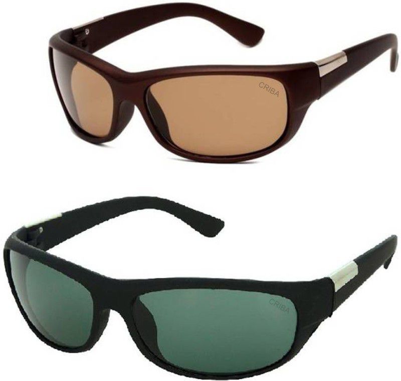 UV Protection Sports Sunglasses (41)  (For Men & Women, Green, Brown)