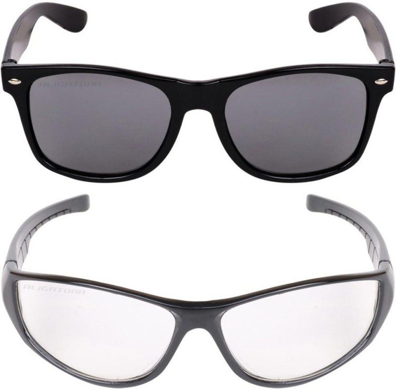 UV Protection Wayfarer, Sports Sunglasses (45)  (For Men & Women, Black, Clear)