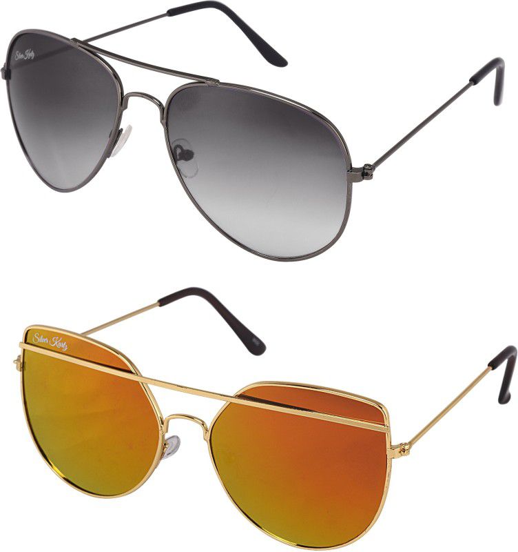 UV Protection Aviator Sunglasses (88)  (For Men & Women, Black, Golden)