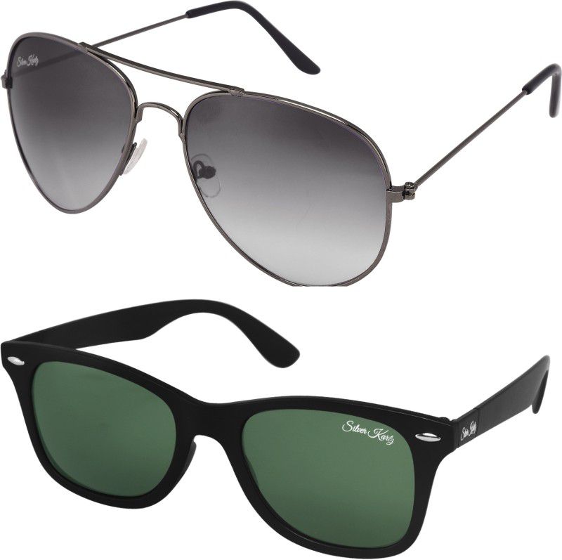 UV Protection Wayfarer, Aviator Sunglasses (88)  (For Men & Women, Black, Green)