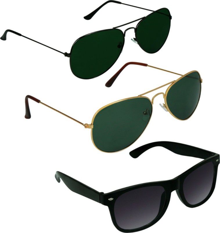 UV Protection Aviator, Aviator, Wayfarer Sunglasses (Free Size)  (For Men & Women, Green, Green, Black)