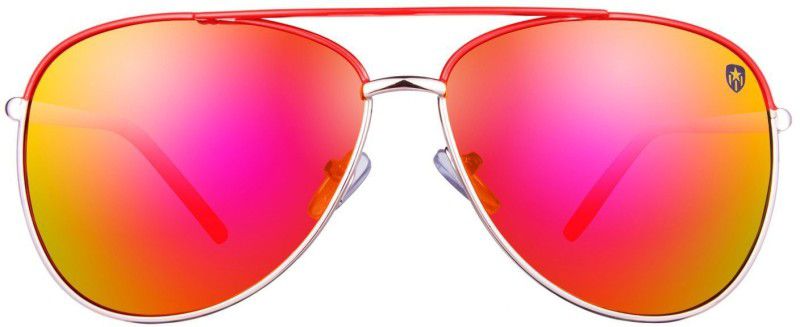 Mirrored, UV Protection Aviator Sunglasses (60)  (For Men & Women, Red)