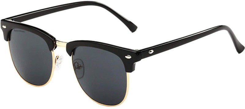 Polarized, UV Protection Clubmaster Sunglasses (50)  (For Men & Women, Black)