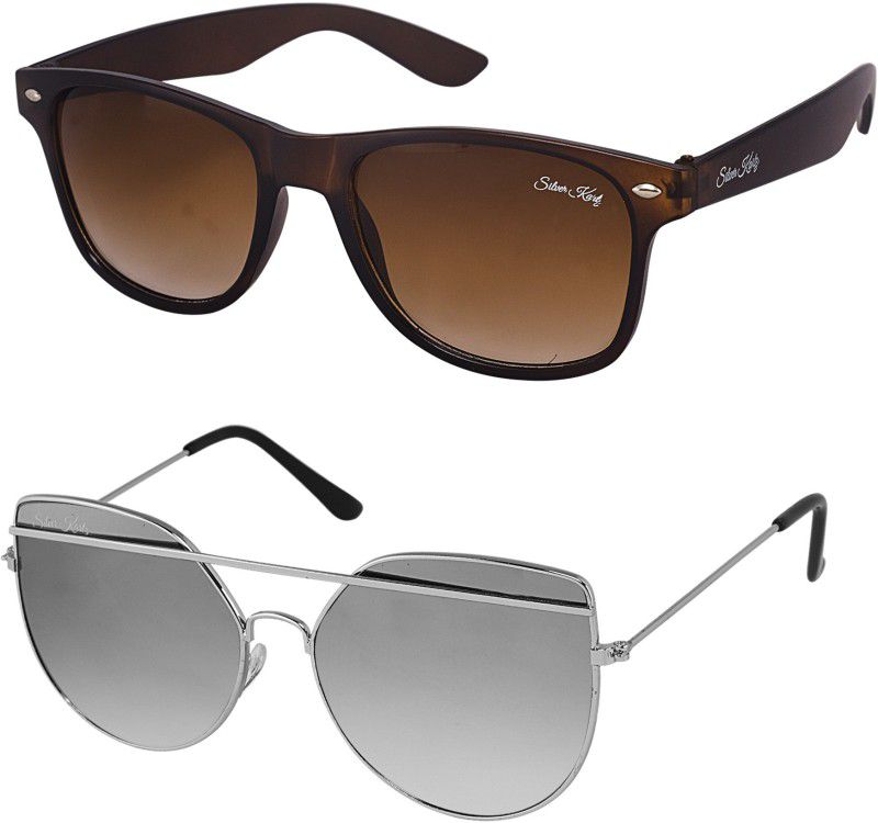 UV Protection Wayfarer, Aviator Sunglasses (88)  (For Men & Women, Brown, Silver)