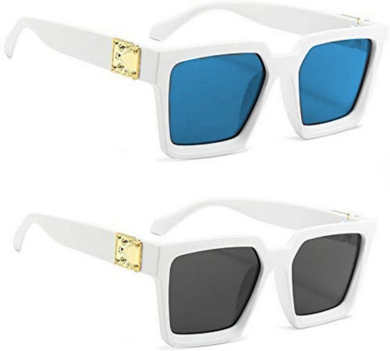 Retro Square Sunglasses  (For Boys & Girls, Grey, Blue)