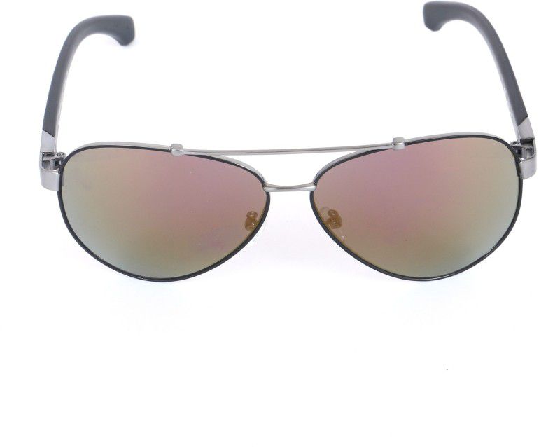 Mirrored Aviator Sunglasses (62)  (For Men & Women, Red)