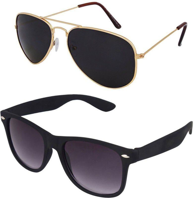 UV Protection Wayfarer, Aviator Sunglasses (60)  (For Men & Women, Black, Black)