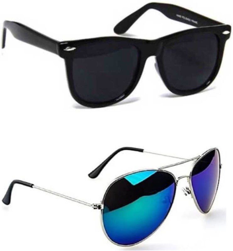 UV Protection, Polarized Wayfarer, Aviator Sunglasses (Free Size)  (For Men & Women, Black, Multicolor)