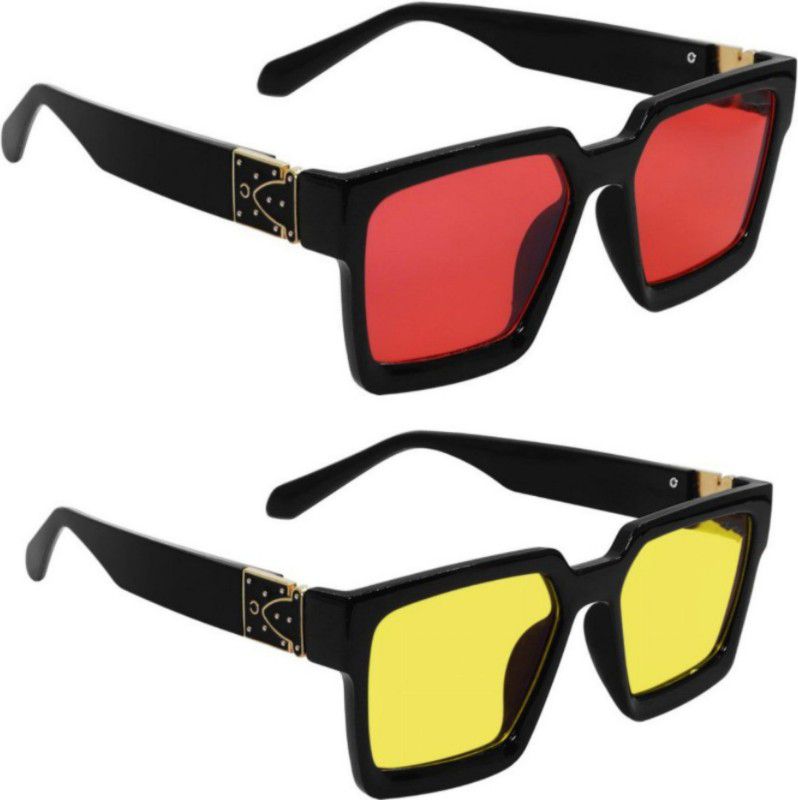 Retro Square Sunglasses  (For Boys & Girls, Red, Yellow)