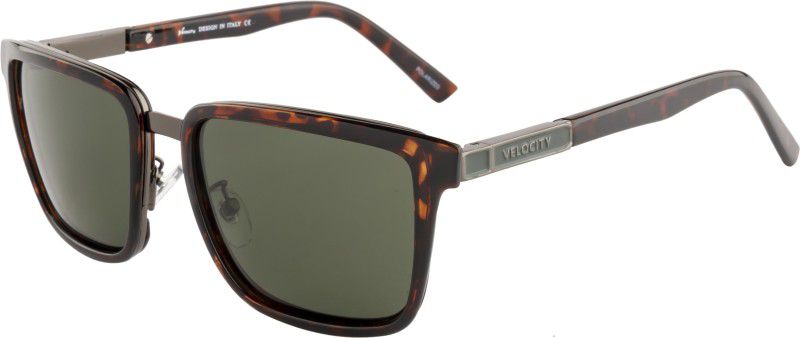 Polarized Retro Square Sunglasses (53)  (For Men, Green)