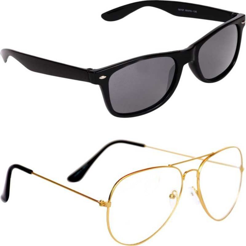 Polarized, Gradient Aviator, Wayfarer Sunglasses (48)  (For Men & Women, Clear, Black)