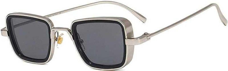 UV Protection, Night Vision, Riding Glasses Retro Square Sunglasses (Free Size)  (For Men & Women, Black)