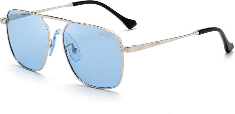Polarized Retro Square Sunglasses (53)  (For Men & Women, Blue)