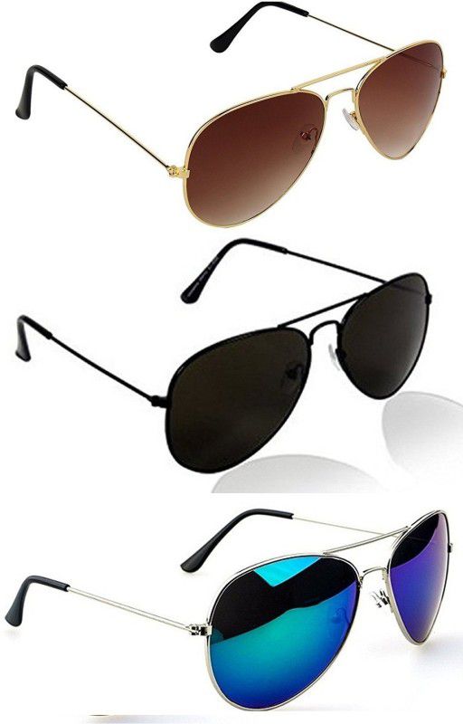 UV Protection, Polarized Aviator Sunglasses (Free Size)  (For Men & Women, Multicolor)