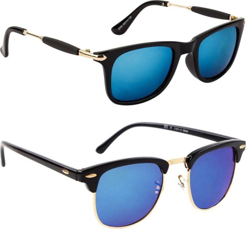 UV Protection Clubmaster Sunglasses (Free Size)  (For Men & Women, Blue, Blue)