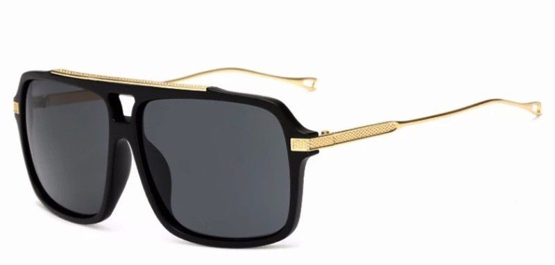 UV Protection, Polarized Rectangular Sunglasses (60)  (For Men, Grey)