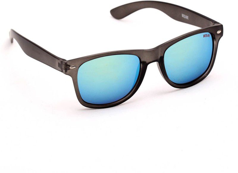 Mirrored, Polarized Wayfarer Sunglasses (Free Size)  (For Men, Blue)
