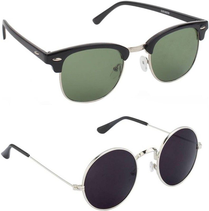 UV Protection, Mirrored Round Sunglasses (53)  (For Men & Women, Green, Black)