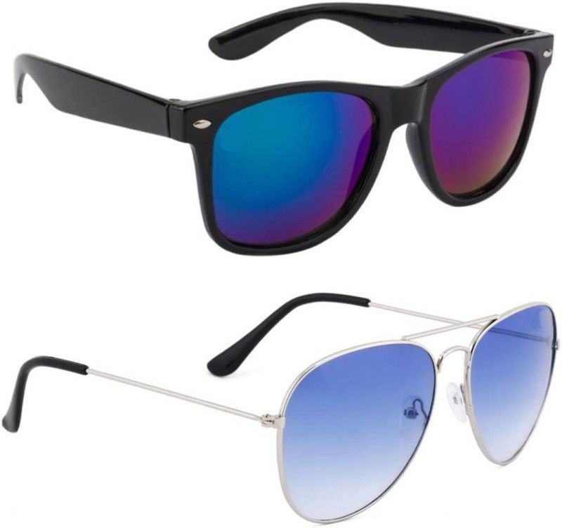 UV Protection Aviator, Wayfarer Sunglasses (55)  (For Men & Women, Blue)