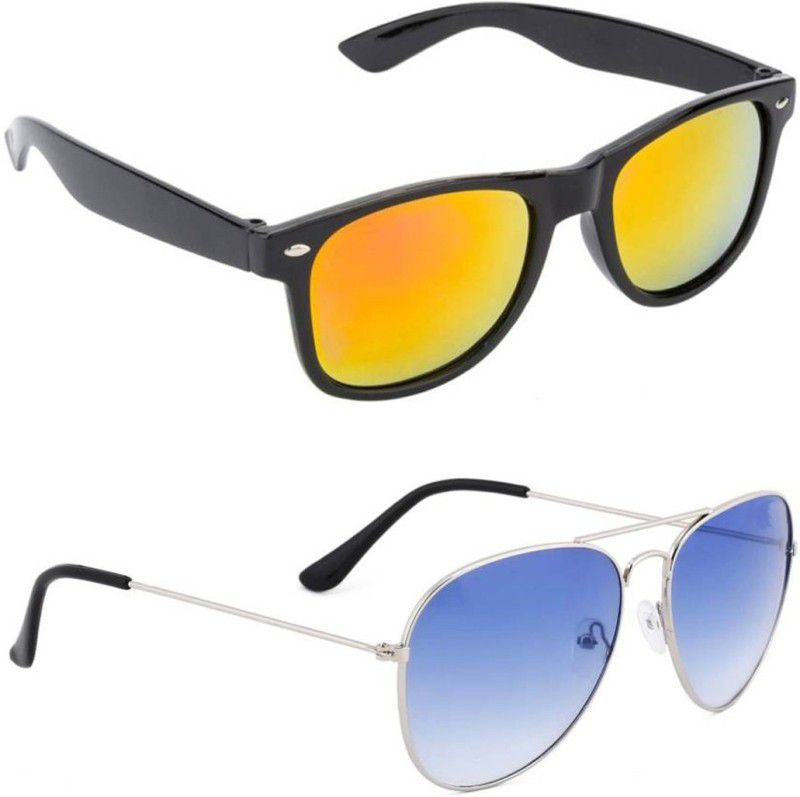 UV Protection Aviator, Wayfarer Sunglasses (55)  (For Men & Women, Blue, Yellow)