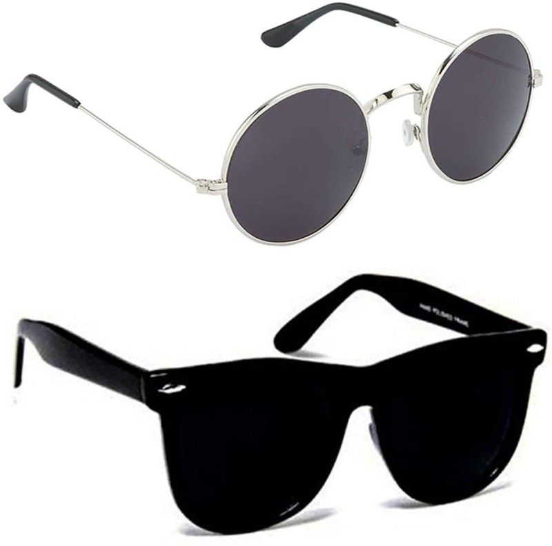 Gradient, UV Protection Round Sunglasses (50)  (For Men & Women, Black)