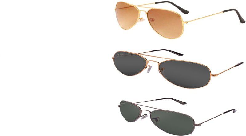 UV Protection Aviator Sunglasses (66)  (For Men & Women, Golden, Black, Green)