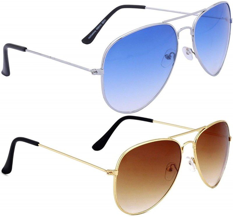 UV Protection Aviator Sunglasses (48)  (For Men & Women, Blue, Brown)