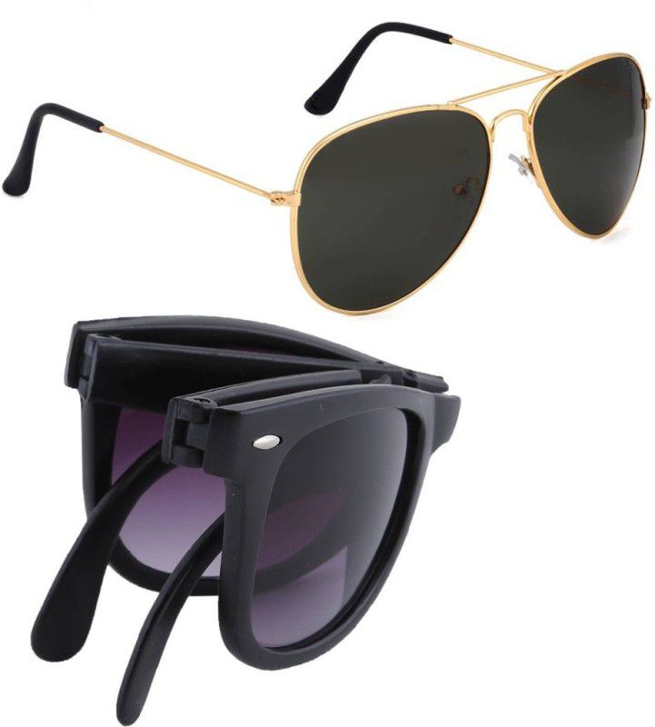 UV Protection Aviator, Wayfarer Sunglasses (55)  (For Men & Women, Black)